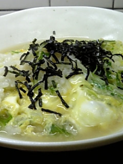 鍋つゆで雑炊 水菜と卵-レシピのメイン写真