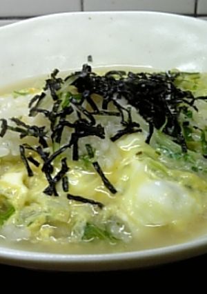 鍋つゆで雑炊　水菜と卵-レシピのメイン写真