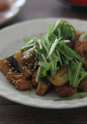 なすと大豆ミートのごまもろみ炒め-レシピのメイン写真