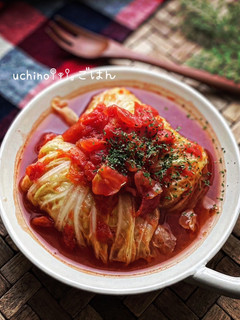 ソーセージでロール白菜♪♪トマトスープ-レシピのメイン写真