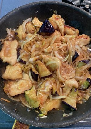 ナスと玉ねぎ入りのむね肉油淋鶏(簡単)-レシピのメイン写真