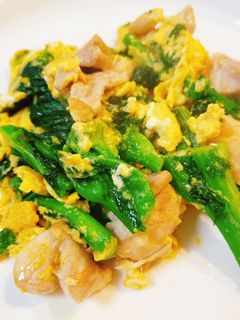 簡単旨辛♡菜の花と鶏肉と卵の中華炒め-レシピのメイン写真