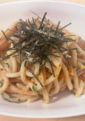 火を使わず明太子と大葉のバター醤油うどん-レシピのメイン写真