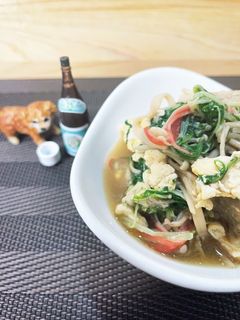 水菜とエノキのトロ玉炒め-レシピのメイン写真