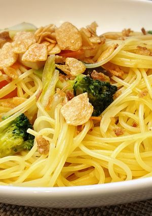 桃屋のフライドにんにくdeズボラ飯パスタ-レシピのメイン写真