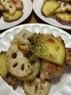 鶏肉れんこんとさつま芋の甘酢炒め-レシピのメイン写真