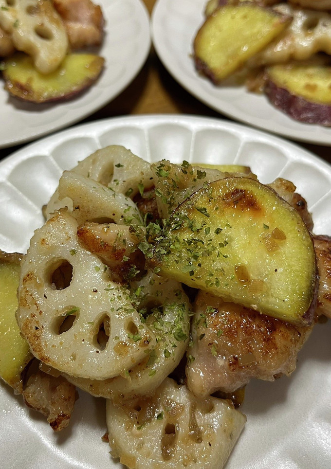 鶏肉れんこんとさつま芋の甘酢炒め-レシピのメイン写真