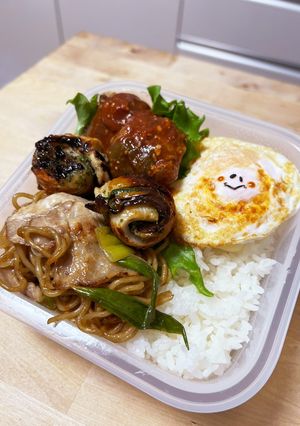 ピーマンの丸ごと肉詰め☆チクワ茄子お弁当-レシピのメイン写真
