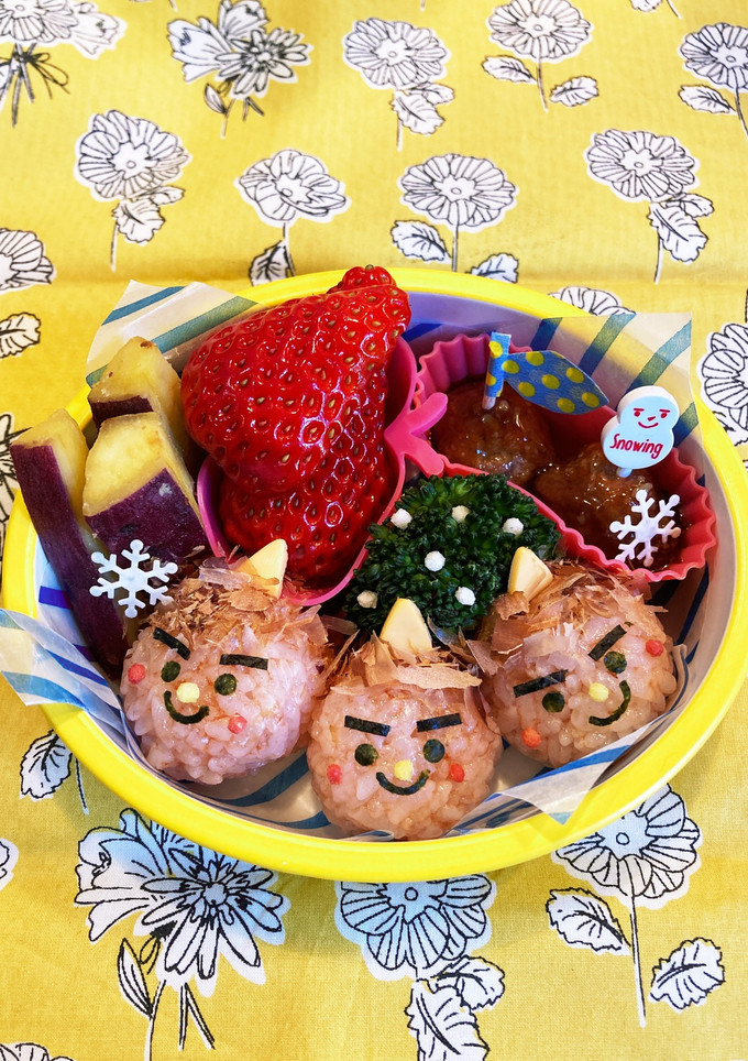 幼稚園年少　鬼ちゃん三兄弟お弁当-レシピのメイン写真