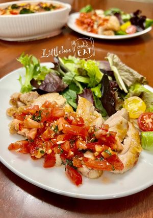 チキンソテーの塩麹ケッカソース添え-レシピのメイン写真