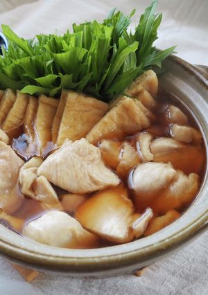 とっても簡単!水菜と鶏むね肉の鍋-レシピのメイン写真