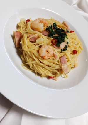 エビとベーコン入りペペロンチーノ-レシピのメイン写真