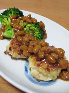 鶏肉だんごの納豆ソースがけ-レシピのメイン写真