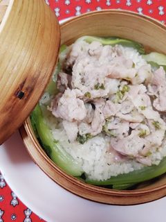 蒸籠☆塩豚とチンゲン菜のおこわ-レシピのメイン写真