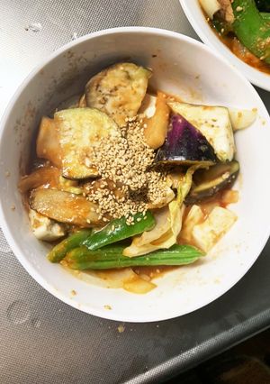 レンジ肉無豆腐きな粉ケチャ炒め味野菜炒め-レシピのメイン写真
