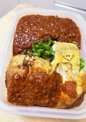 大きなチキンカツ☆ミートソーススパ弁当-レシピのメイン写真