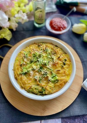 お豆のパスタと豆苗のフリッタータ-レシピのメイン写真