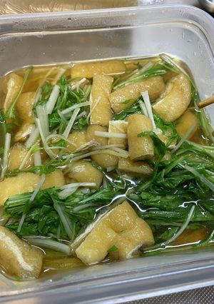 レンジで4分水菜と揚げの煮浸し-レシピのメイン写真