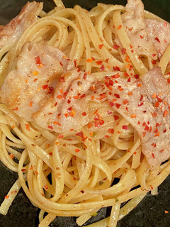 茅乃舎だしで豚バラと柚子胡椒の和風パスタ-レシピのメイン写真