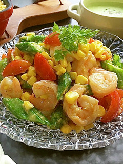 彩り野菜とエビのおかずサラダ♪-レシピのメイン写真