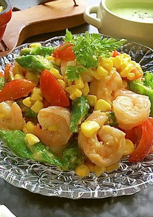 彩り野菜とエビのおかずサラダ♪-レシピのメイン写真