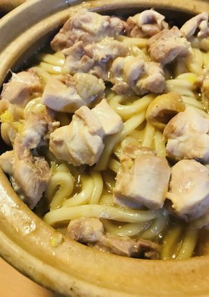 鶏肉とカボチャのすきやき風煮込みうどん鍋-レシピのメイン写真