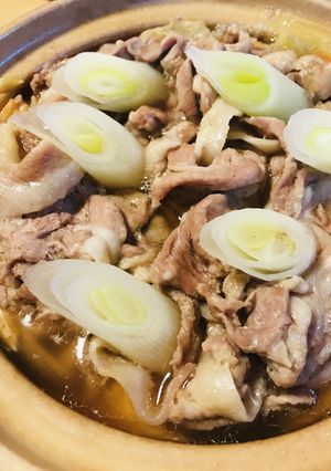 めんつゆベースのスキ焼き風味の豚スキ鍋-レシピのメイン写真