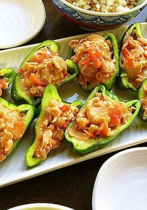 ピーマンのトマト味噌豚肉詰め♪-レシピのメイン写真