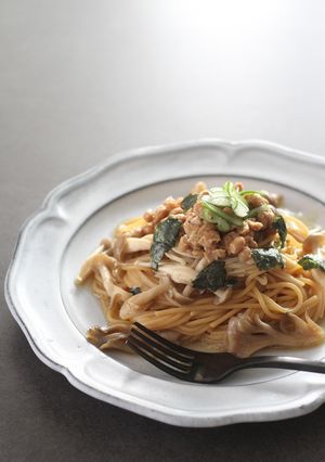 レンジ調理OK 簡単きのこと納豆のパスタ-レシピのメイン写真