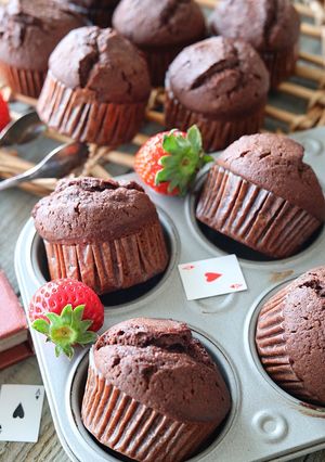 混ぜるだけ【しっとり米粉チョコマフィン】-レシピのメイン写真