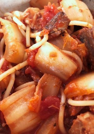 サバ缶と白菜のトマトスパゲッティ-レシピのメイン写真