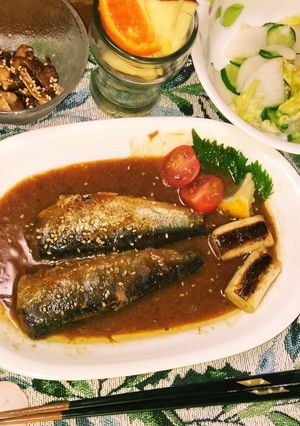 魚の味噌煮を彩りよく飾って！-レシピのメイン写真