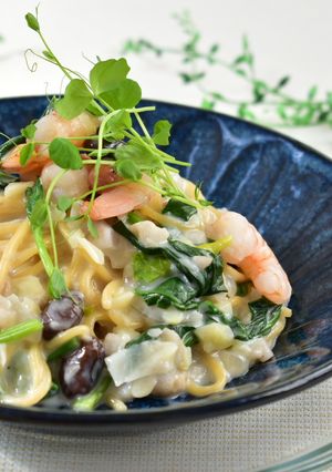エビとお豆のチャウダー風パスタ-レシピのメイン写真