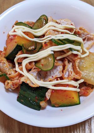 かぼちゃとキムチの冷しゃぶサラダ-レシピのメイン写真