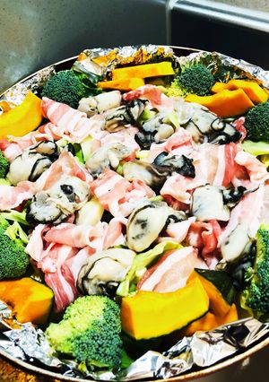 簡単！フライパンでヘルシー蒸し野菜♪-レシピのメイン写真