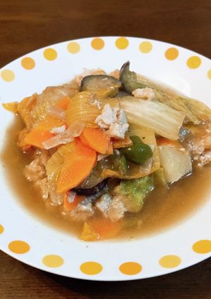 熱旨！カレー味の鶏つくね重ね蒸し-レシピのメイン写真