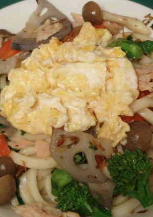 ☆菜の花とレンコンの焼うどん☆-レシピのメイン写真