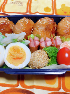 時短お弁当盛り付け記録 肉巻きおにぎり-レシピのメイン写真