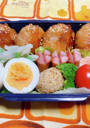 時短お弁当盛り付け記録　肉巻きおにぎり-レシピのメイン写真