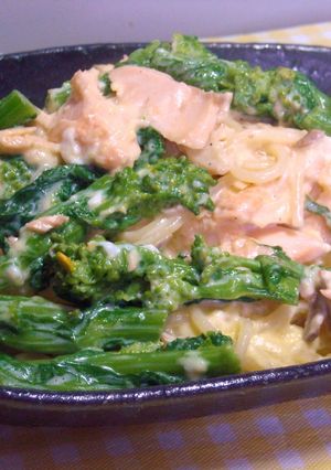 ランチ♪菜の花と鮭と卵のチーズパスタ♪-レシピのメイン写真