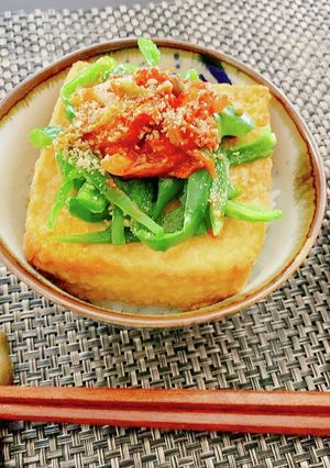 3分で完成♪厚揚げピーマンキムチ丼-レシピのメイン写真