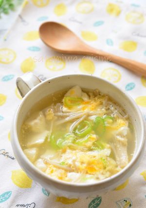 5分で完成！エノキと崩し豆腐の卵スープ-レシピのメイン写真