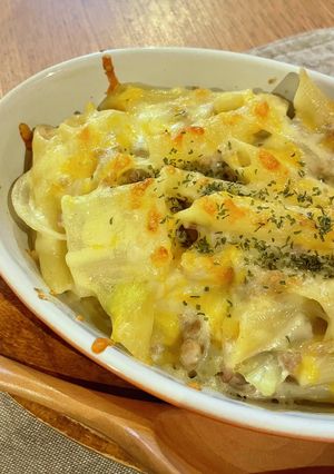 白菜とひき肉のクリームグラタン。-レシピのメイン写真