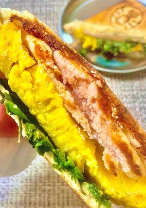 芽ねぎと玉子焼きと明太子のホットサンド-レシピのメイン写真