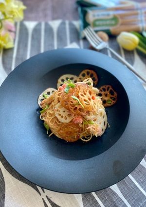 罪悪感なしのレンコンたっぷり明太子パスタ-レシピのメイン写真