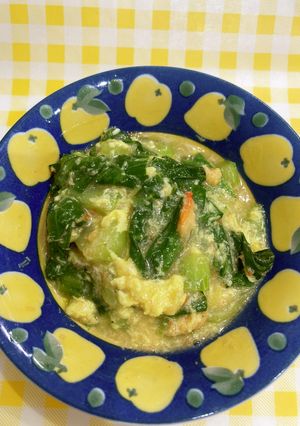 チンゲン菜のかき玉カニあんかけ-レシピのメイン写真