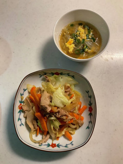 豚肉と野菜の中華炒め、卵の澄まし汁-レシピのメイン写真