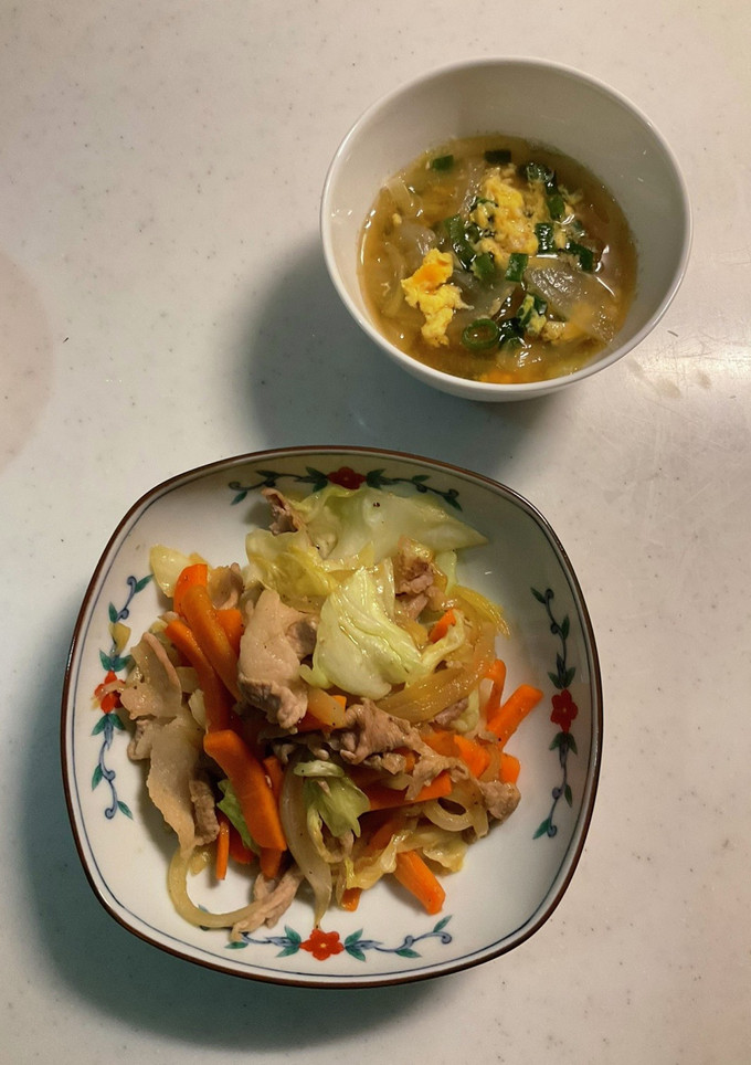 豚肉と野菜の中華炒め、卵の澄まし汁-レシピのメイン写真