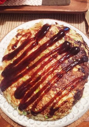 ヘルシー!キャベツ玉ねぎ卵のお好み焼き-レシピのメイン写真