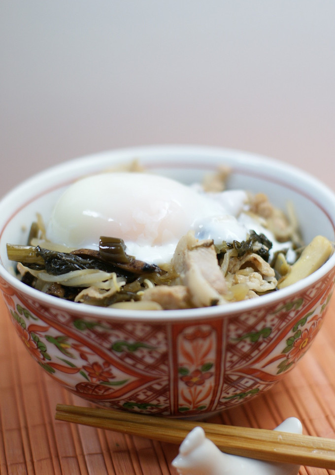 高菜とモヤシの炒めたの＊丼にしました-レシピのメイン写真